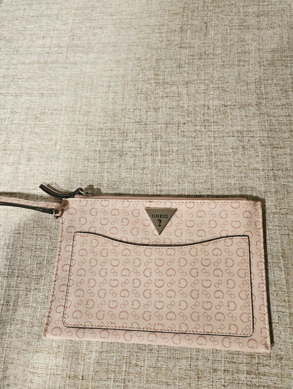 GUESS Pink Signature Wristlet Pouch with Card Pocket